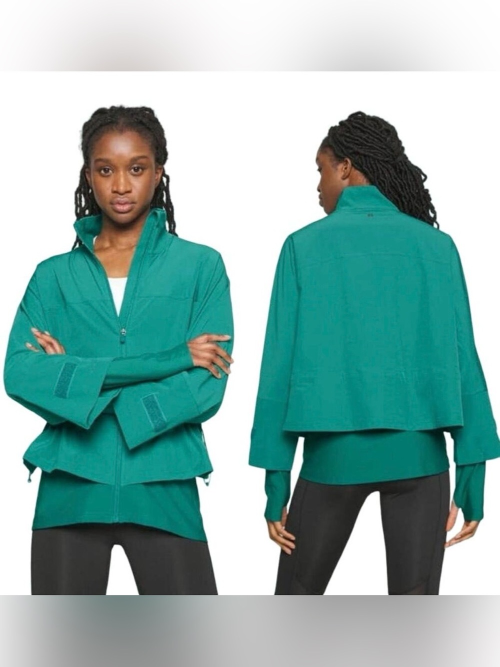 Sweaty Betty Fast Lane Running Full Zip Jacket Teal Green Women's 14 Thumbholes